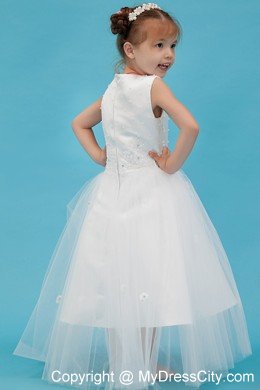 Appliques Decorate A-line Scoop Floor-length Flower Girl Dress