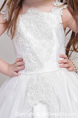 Straps for Ankle-length Appliques Decorate Flower Girl Dress