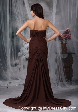 Brown Empire Sweetheart Brush Train Slits Mather Of The Bride Dress