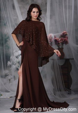 Brown Empire Sweetheart Brush Train Slits Mather Of The Bride Dress