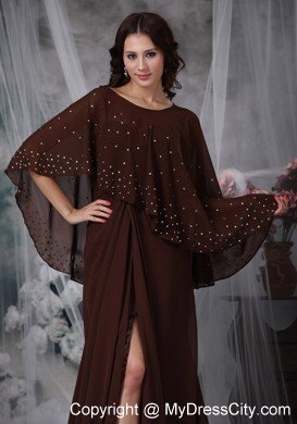 Brown Empire Sweetheart Brush Train Slits Mather Of The Bride Dress