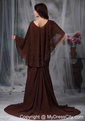 Brown Empire Sweetheart Brush Train Slits Mather Of The Bride Dress