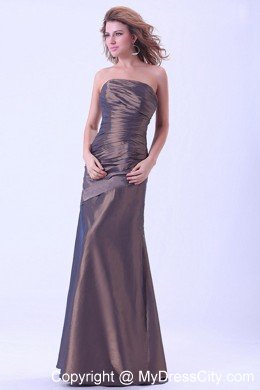 Simple Pleated Brown Strapless A-line Mother Of The Bride Dress