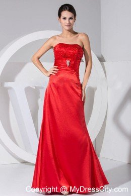 Beading and Embroidery Strapless Mothers Dress in Red