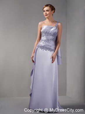 One Shoulder Brush Train Taffeta Appliques Mother Of The Bride Dress