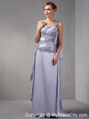 One Shoulder Brush Train Taffeta Appliques Mother Of The Bride Dress