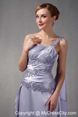 One Shoulder Brush Train Taffeta Appliques Mother Of The Bride Dress