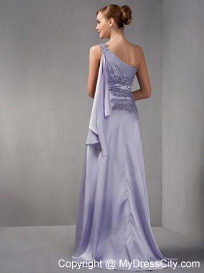 One Shoulder Brush Train Taffeta Appliques Mother Of The Bride Dress