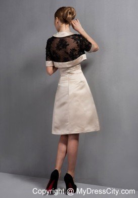 A-line Champagne Satin Mother Of The Bride Dress Strapless Knee-length