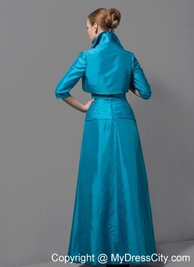 Teal A-line Strapless Floor-length Ruched Mother Of The Bride Dress