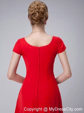 Red Empire Scoop Neckline Appliques Mothers Dress Ankle-length