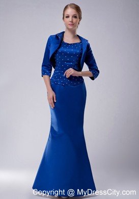 Royal Blue Scoop Floor-length Beading Mother Of The Bride Dress