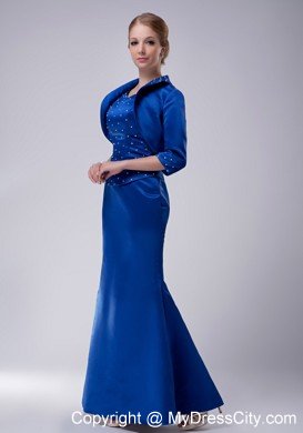 Royal Blue Scoop Floor-length Beading Mother Of The Bride Dress