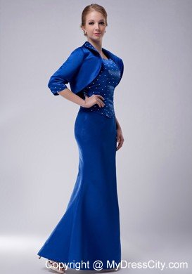 Royal Blue Scoop Floor-length Beading Mother Of The Bride Dress