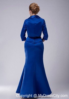 Royal Blue Scoop Floor-length Beading Mother Of The Bride Dress