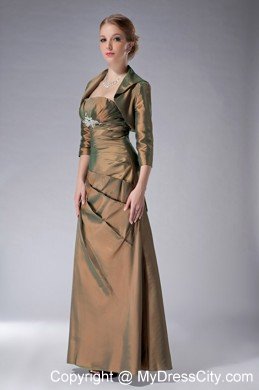 Brown Strapless Ankle-length Pleated Mother Of The Bride Dress