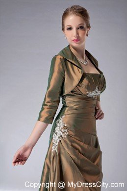 Brown Strapless Ankle-length Pleated Mother Of The Bride Dress