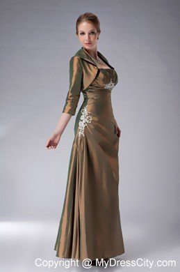 Brown Strapless Ankle-length Pleated Mother Of The Bride Dress