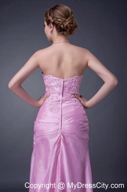 Pink Strapless Appliques and Pleats for Mothers Dresses