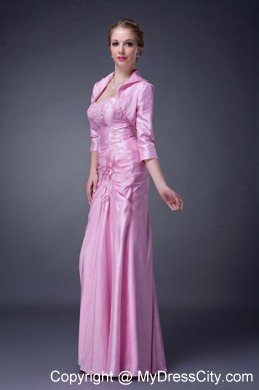 Pink Strapless Appliques and Pleats for Mothers Dresses