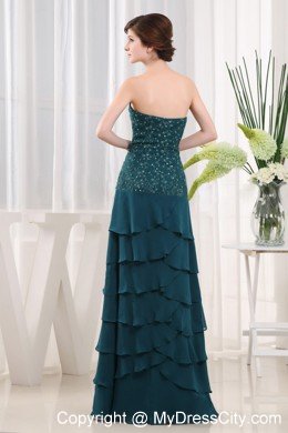 Beading Column Strapless Chiffon Floor-length Teal Mothers Dresses