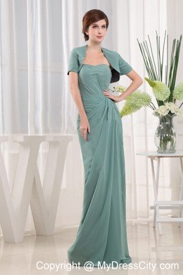 Cadet Blue Column Sweetheart Chiffon Ruching Mother Of Bride Dresses