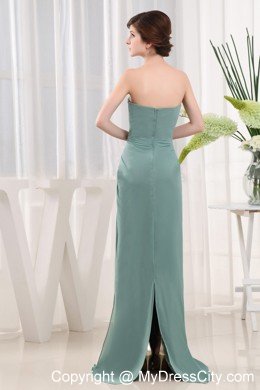 Cadet Blue Column Sweetheart Chiffon Ruching Mother Of Bride Dresses