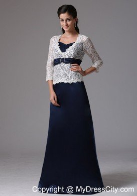 Lace A-line V-neck Mother Of The Bride Dress With Sleeves