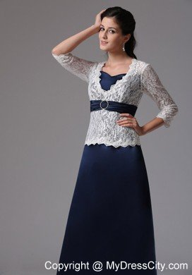 Lace A-line V-neck Mother Of The Bride Dress With Sleeves