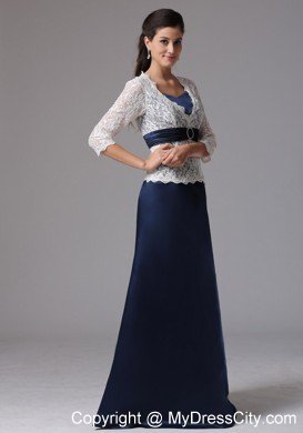 Lace A-line V-neck Mother Of The Bride Dress With Sleeves