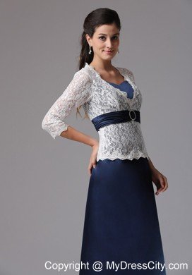 Lace A-line V-neck Mother Of The Bride Dress With Sleeves