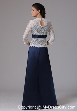 Lace A-line V-neck Mother Of The Bride Dress With Sleeves