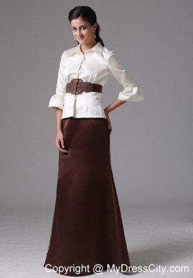 Column Mother Of the Bride Dress With Long Sleeves and Belt