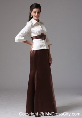 Column Mother Of the Bride Dress With Long Sleeves and Belt