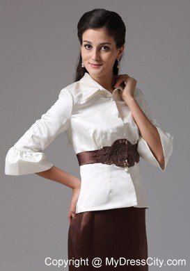 Column Mother Of the Bride Dress With Long Sleeves and Belt