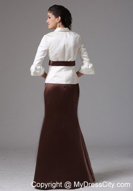 Column Mother Of the Bride Dress With Long Sleeves and Belt