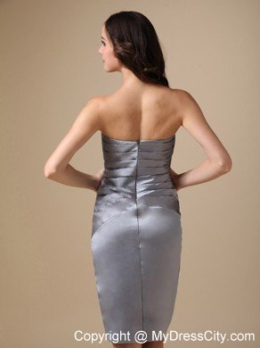 Grey Column Sweetheart Knee-length Beading Mother Of the Bride Dress