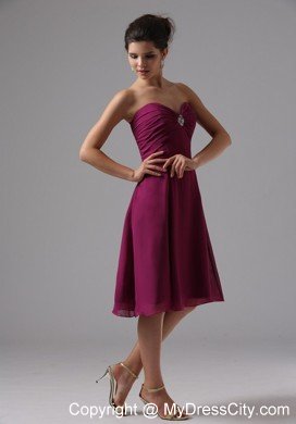 Sweetheart Beaded Knee-length Burgundy Chiffon Jacket Mother in Law Dresses