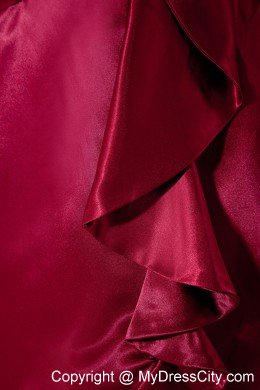 V-neck Ruche Knee-length Taffeta Wine Red Wedding Outfits for Groom Mothers