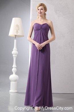 Sweetheart Ruched Layers Ankle-length Chiffon Purple Mother Bride Dress