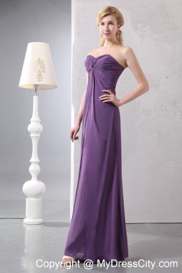 Sweetheart Ruched Layers Ankle-length Chiffon Purple Mother Bride Dress