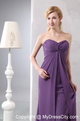 Sweetheart Ruched Layers Ankle-length Chiffon Purple Mother Bride Dress