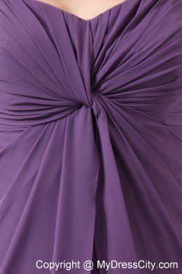 Sweetheart Ruched Layers Ankle-length Chiffon Purple Mother Bride Dress