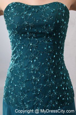 Turquoise Strapless Beading Layers Chiffon Floor-length Jacke Mothers Dresses