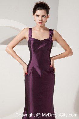 Dark Purple Straps Brush Train Back Out Satin Mermaid Mother Of Bride Dress