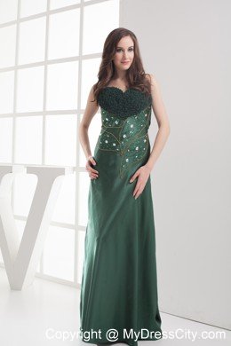 Straps Beading Long Dark Green Mother Of The Bride Dress with Jacket