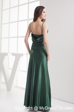 Straps Beading Long Dark Green Mother Of The Bride Dress with Jacket