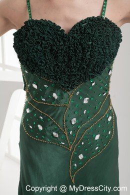 Straps Beading Long Dark Green Mother Of The Bride Dress with Jacket