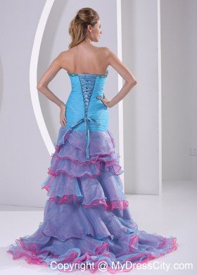 Multi-color High-low Mermaid Prom Dress with Beading