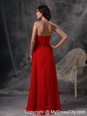 Red Empire Sweetheart Chiffon Beaded Dress for Prom